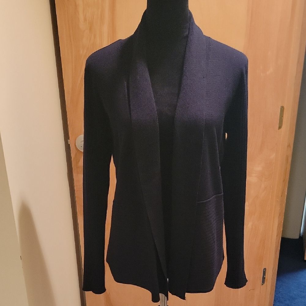 Verve Ami Women's Navy Open Front Cardigan Sz Med
